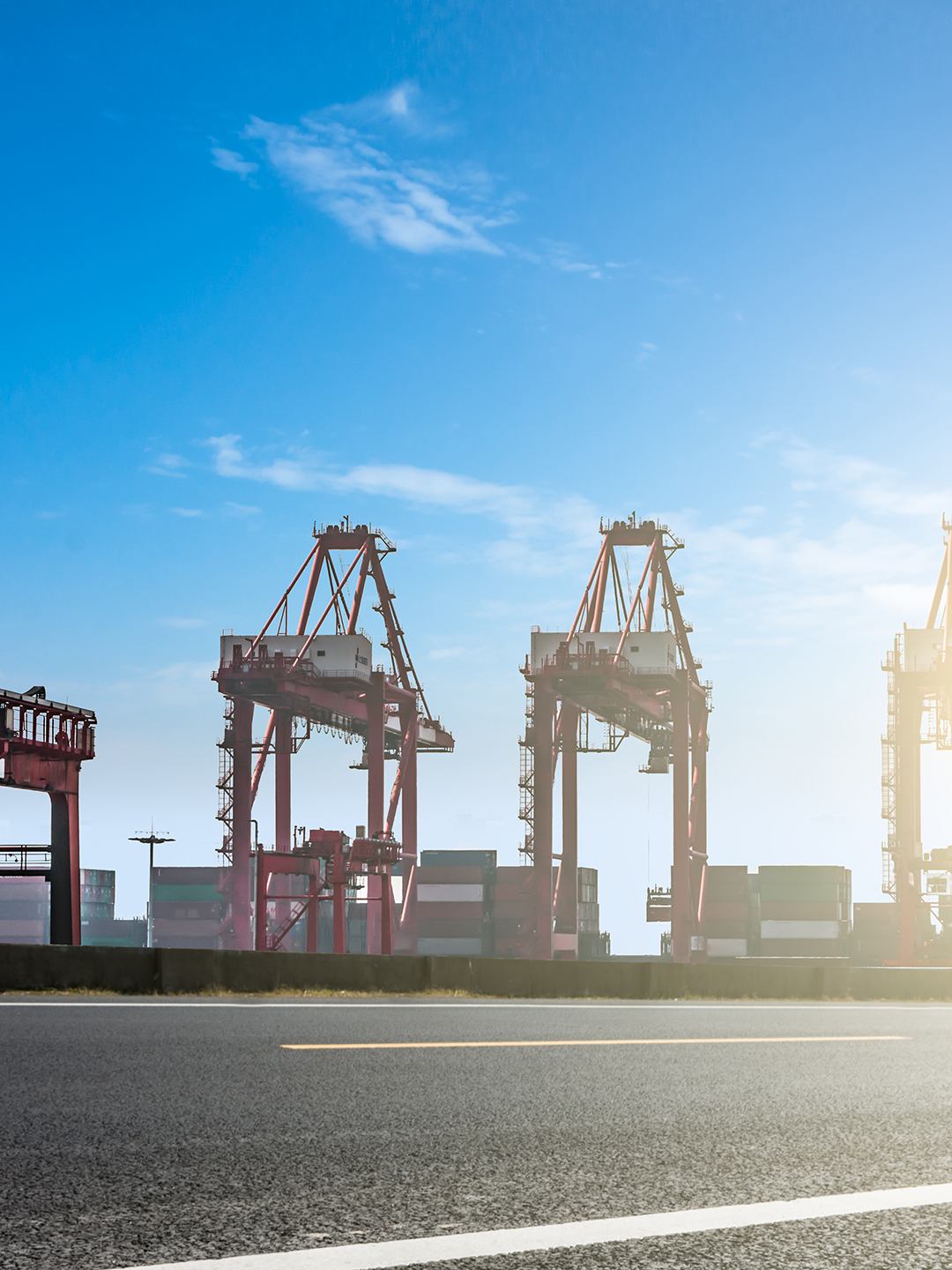 Empty road near container dock
